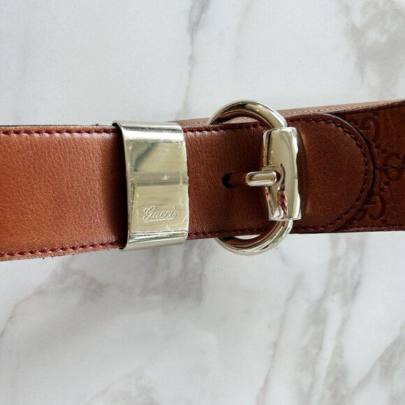 Gucci Brown Guccissima Leather Wide Buckle Belt 90CM - Picture 4 of 10